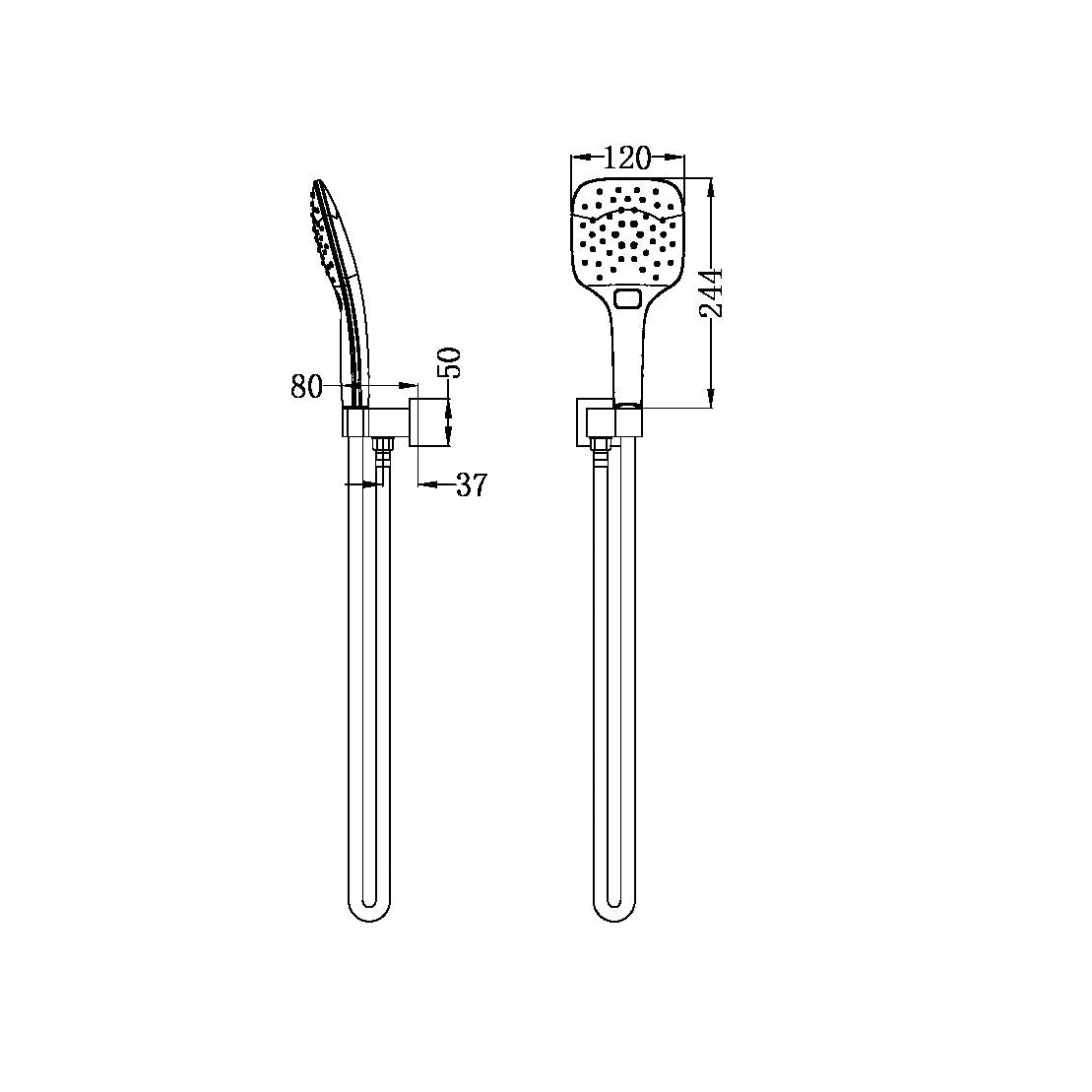 RAIN SQUARE 3 FUNCTION SHOWER ON BRACKET CHROME