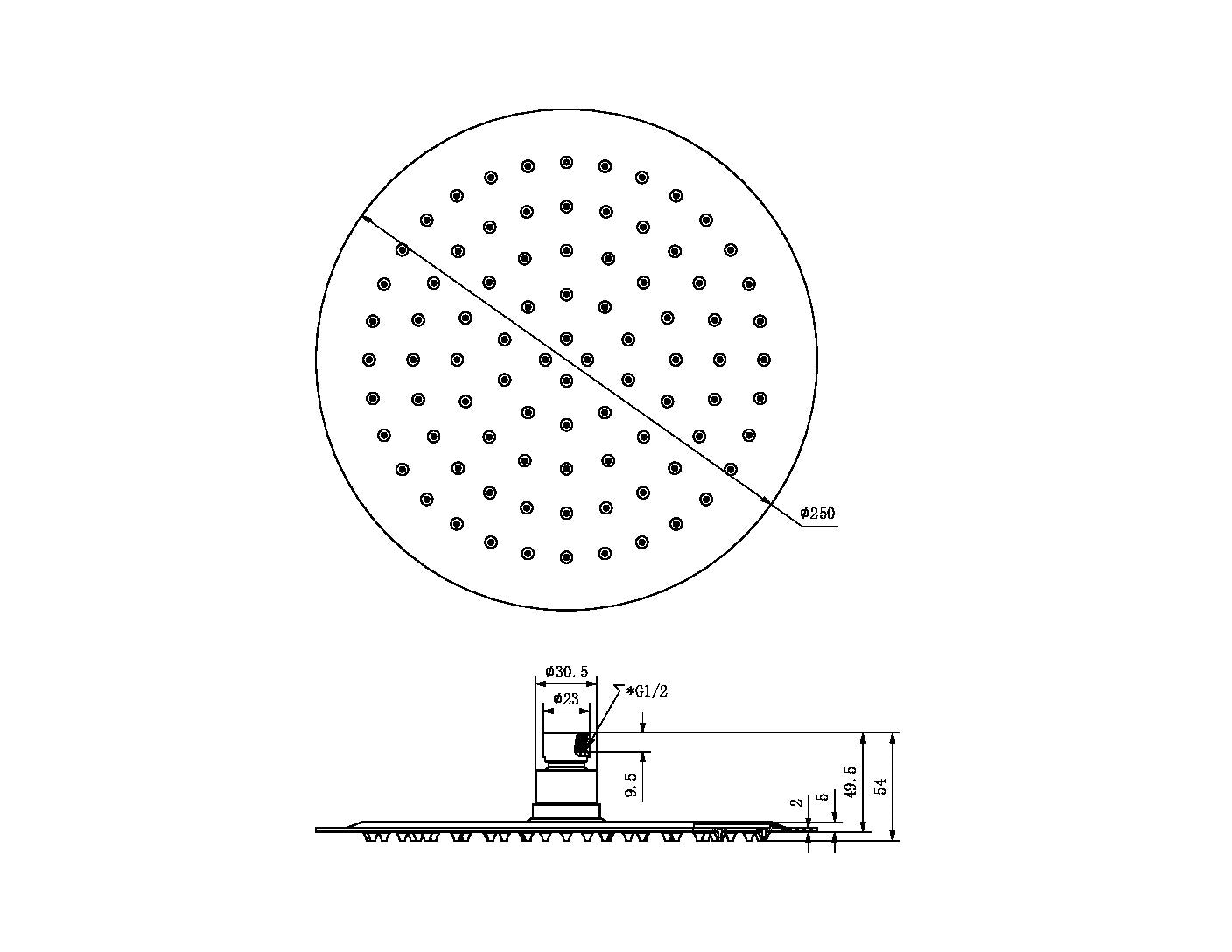250MM ROUND STAINLESS STEEL SHOWER HEAD 4 STAR RATING MATTE BLACK