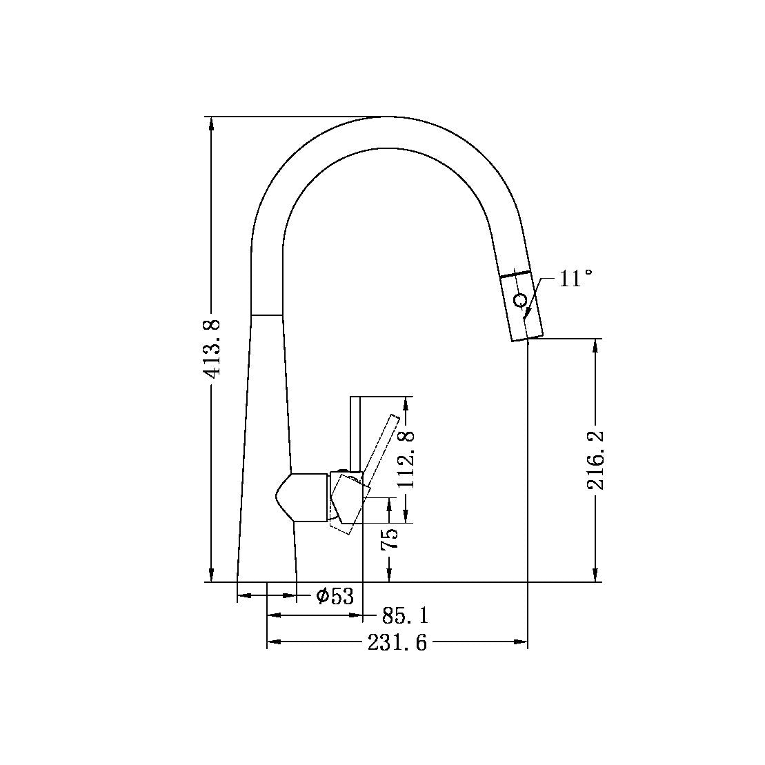 DOLCE PULL OUT SINK MIXER WITH VEGIE SPRAY FUNCTION BRUSHED NICKEL