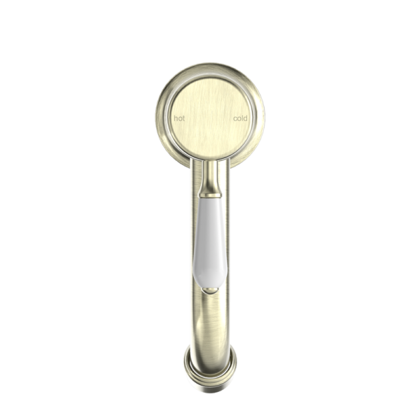 YORK STRAIGHT BASIN MIXER WITH WHITE PORCELAIN LEVER AGED BRASS