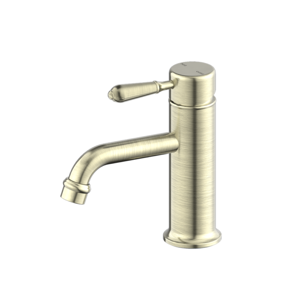 YORK STRAIGHT BASIN MIXER WITH METAL LEVER AGED BRASS