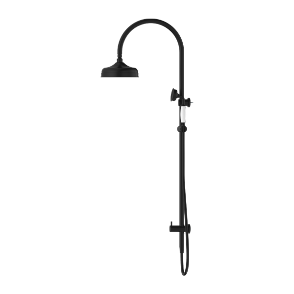 YORK TWIN SHOWER WITH WHITE PORCELAIN HAND SHOWER MATTE BLACK