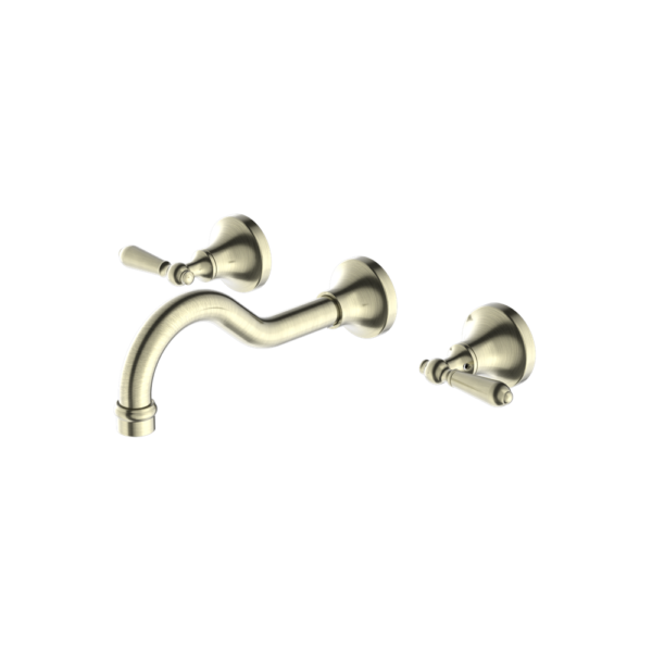 YORK WALL BASIN SET WITH METAL LEVER AGED BRASS