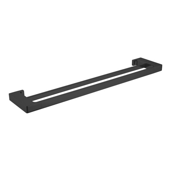 PEARL DOUBLE TOWEL RAIL 800MM MATTE BLACK