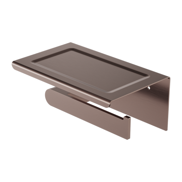 BIANCA TOILET ROLL HOLDER WITH PHONE HOLDER BRUSHED BRONZE
