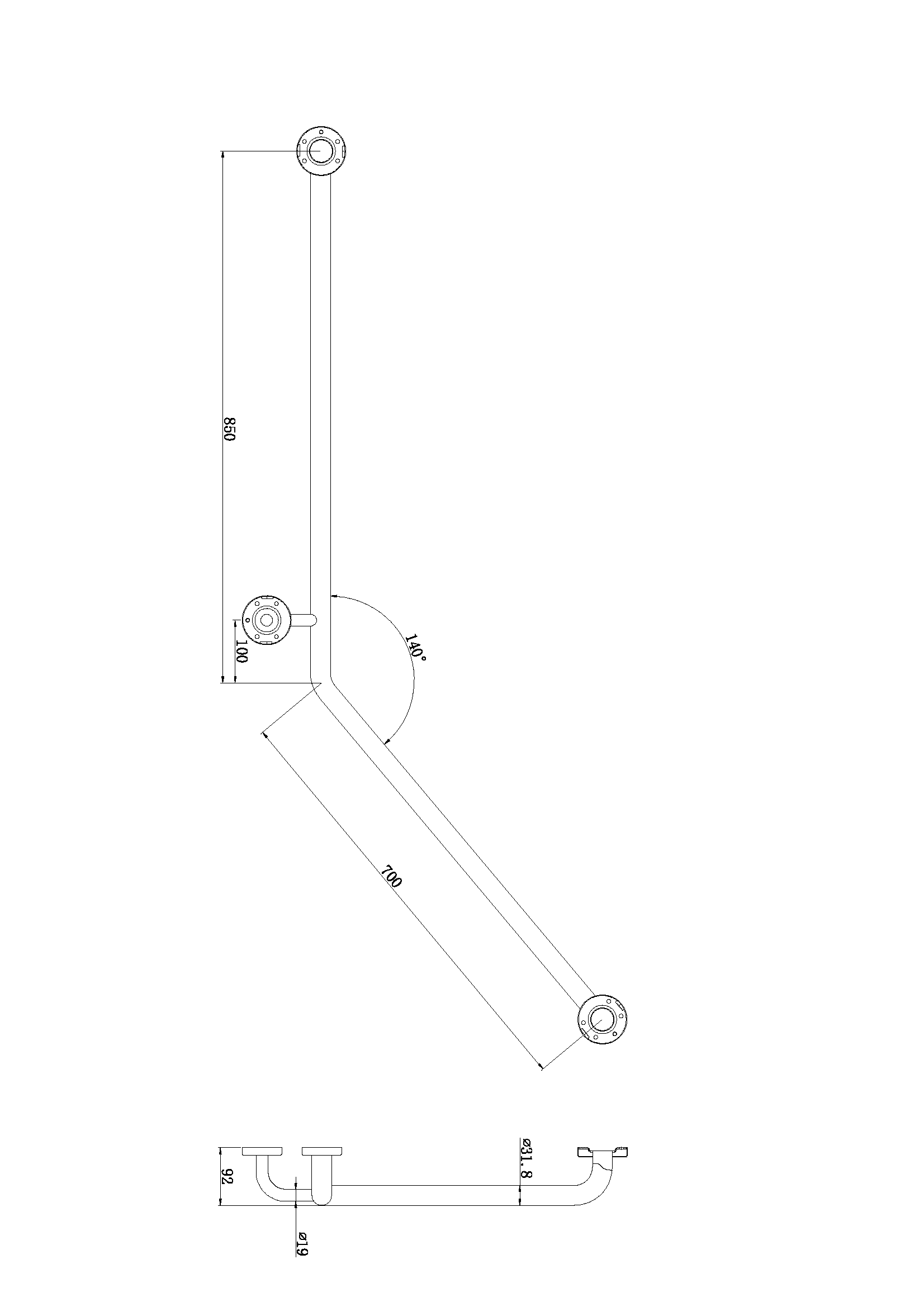 CLASSIC CARE SS304 800X700 140 DEGREES LEFT HAND (CONCEALED FIXING) CHROME