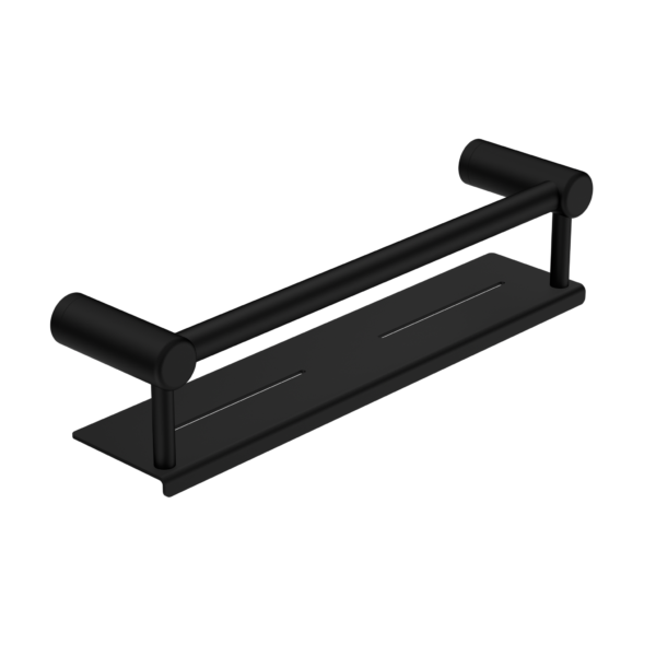 MECCA CARE 25MM GRAB RAIL WITH SHELF 450MM MATTE BLACK