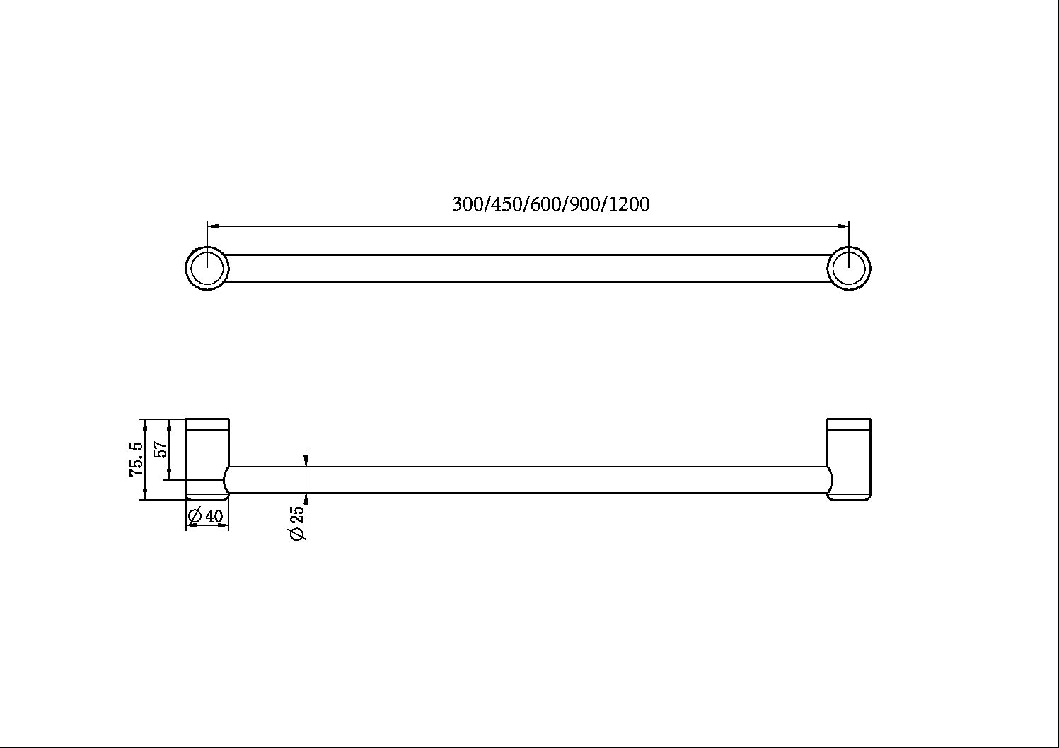 MECCA CARE 25MM GRAB RAIL 300MM BRUSHED BRONZE