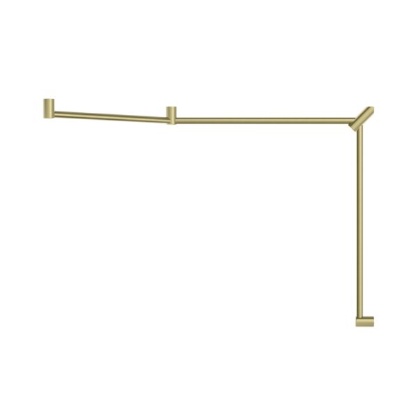 MECCA CARE 32MM DDA TOILET GRAB RAIL SET 45 DEGREE CONTINUOUS 750X965X1025MM BRUSHED GOLD