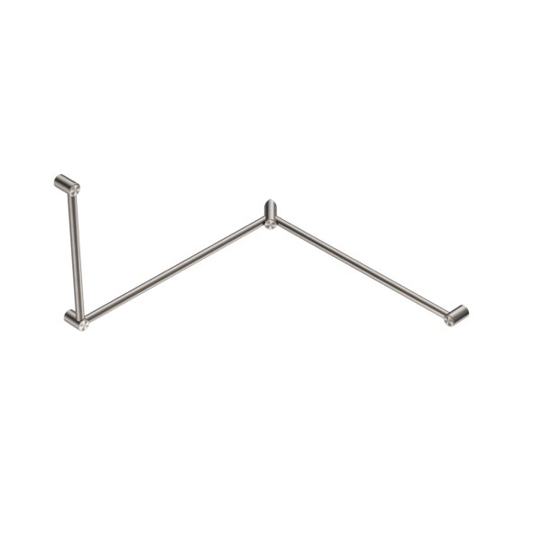 MECCA CARE 32MM DDA TOILET GRAB RAIL SET 90 DEGREE CONTINUOUS 600X1065X1025MM BRUSHED NICKEL