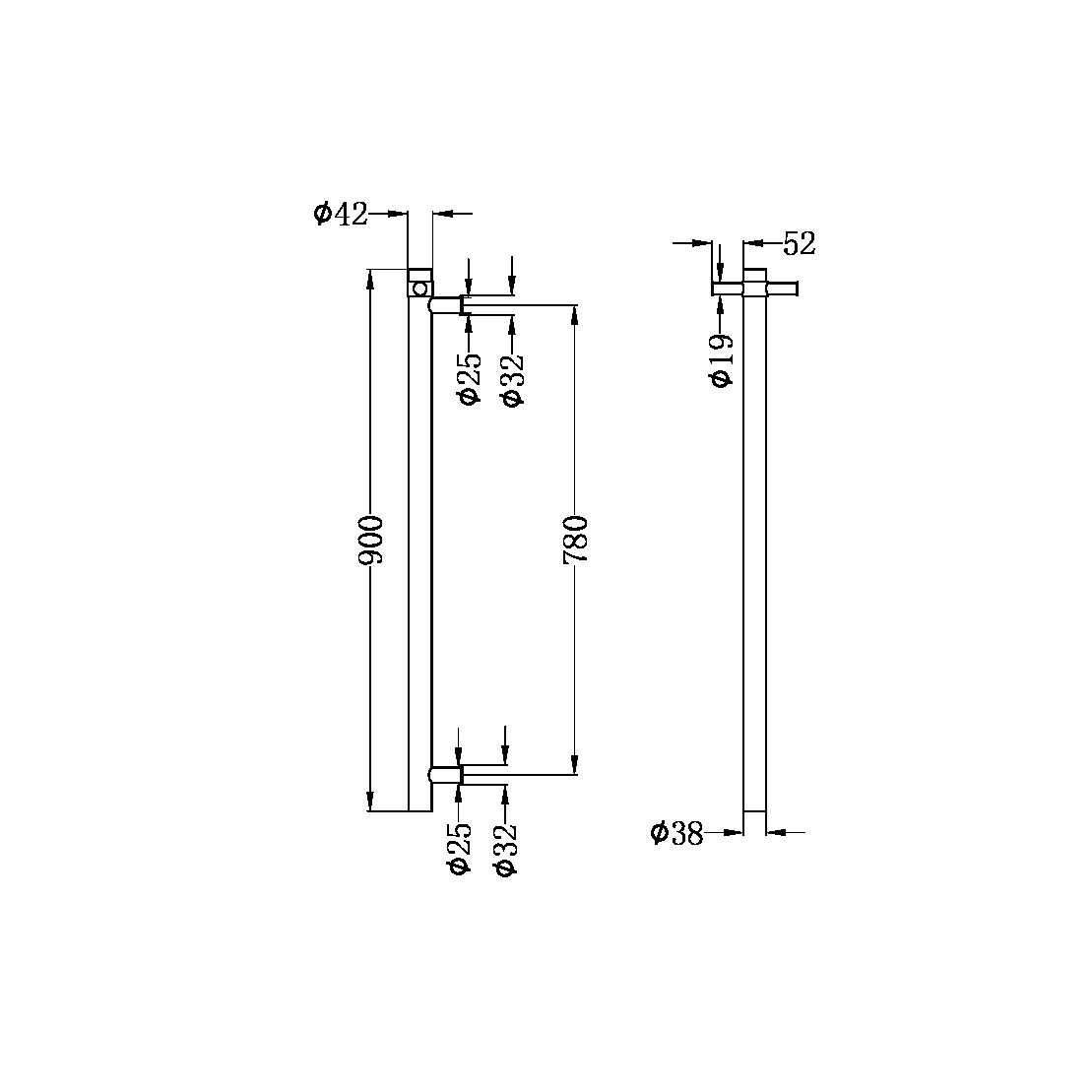 HEATED VERTICAL TOWEL RAIL GRAPHITE