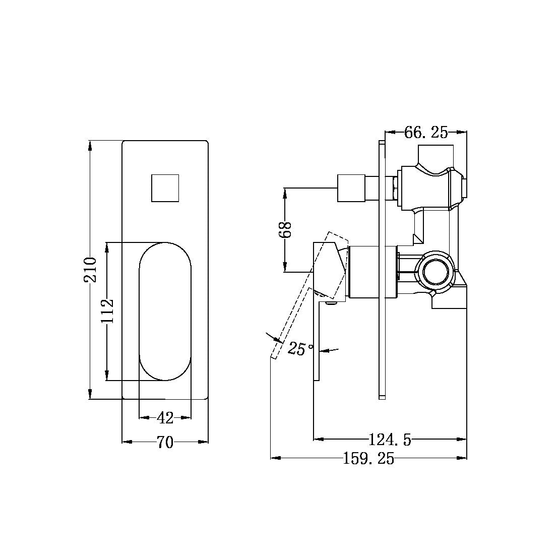 ECCO SHOWER MIXER WITH DIVERTOR MATTE BLACK